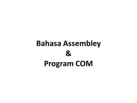 Bahasa Assembley & Program COM