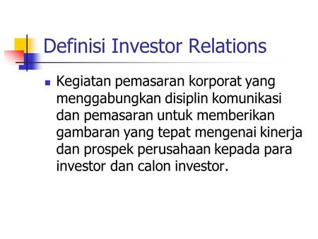 Definisi Investor Relations