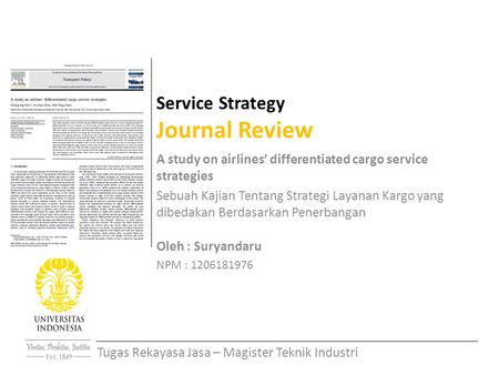 Service Strategy Journal Review