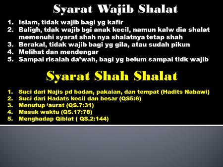 Syarat Shah Shalat Syarat Wajib Shalat