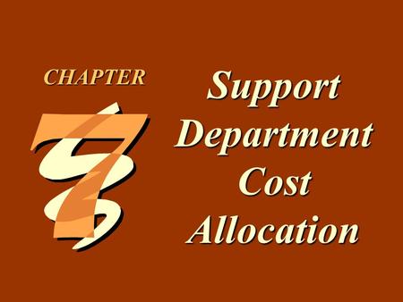 Support Department Cost Allocation