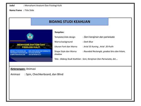 BIDANG STUDI KEAHLIAN Keterangan: Animasi