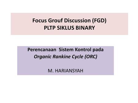 Focus Grouf Discussion (FGD) PLTP SIKLUS BINARY