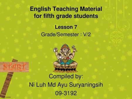 English Teaching Material for fifth grade students