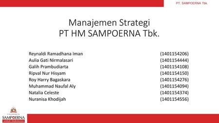 Manajemen Strategi PT HM SAMPOERNA Tbk.