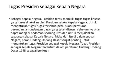 Tugas Presiden sebagai Kepala Negara