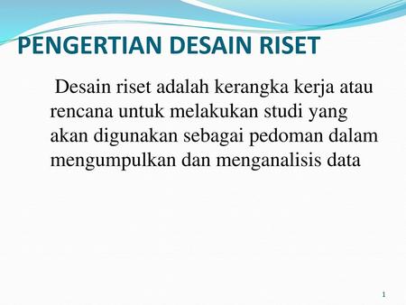 PENGERTIAN DESAIN RISET