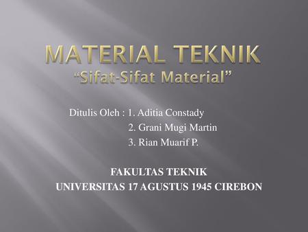 Klasifikasi Material Material Teknik Ppt Download