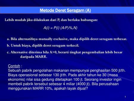 Metode Deret Seragam (A)