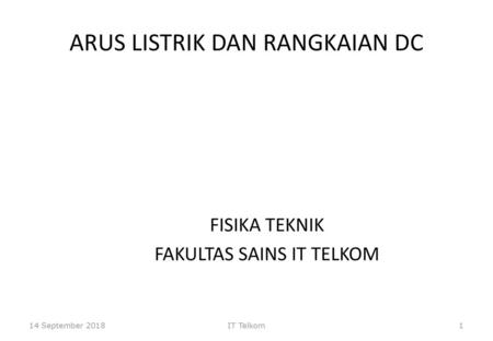 ARUS LISTRIK DAN RANGKAIAN DC