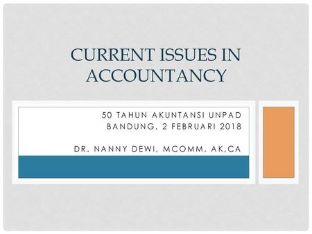 CURRENT ISSUES IN ACCOUNTANCY