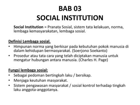 BAB 03 SOCIAL INSTITUTION