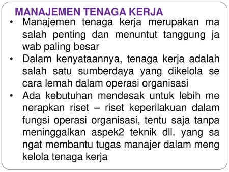 MANAJEMEN TENAGA KERJA