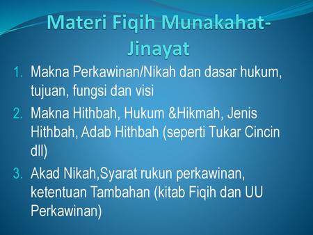 Materi Fiqih Munakahat-Jinayat