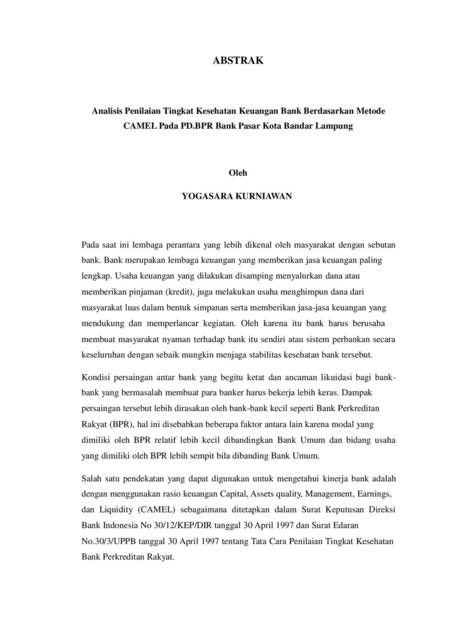 Pengertian Kesehatan Bank Ppt Download