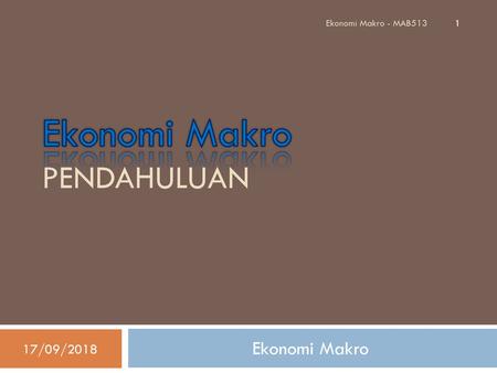 Ekonomi Makro Pendahuluan