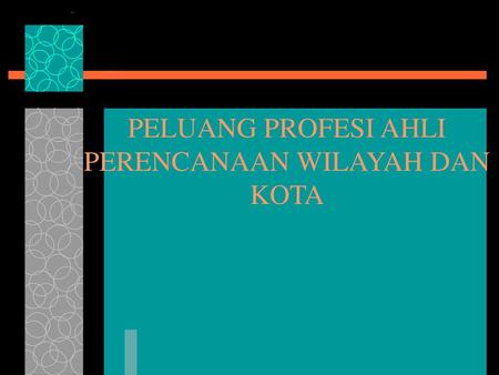 PELUANG PROFESI AHLI PERENCANAAN WILAYAH DAN KOTA