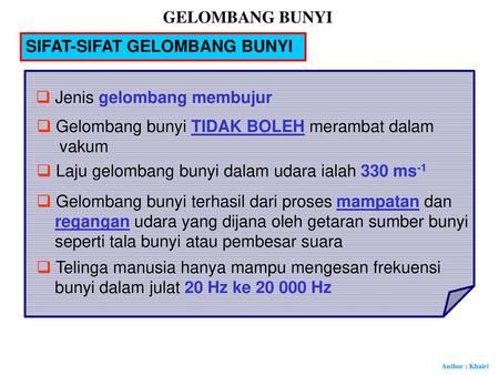 GELOMBANG BUNYI SIFAT-SIFAT GELOMBANG BUNYI Jenis gelombang membujur