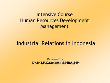 Intensive Course Human Resources Development Management