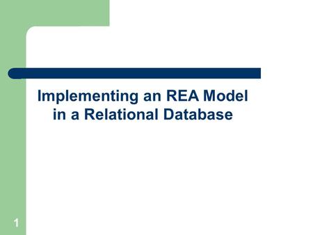 Implementing an REA Model in a Relational Database