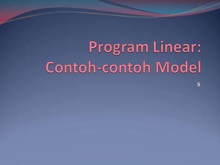 Program Linear: Contoh-contoh Model