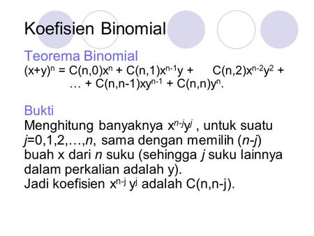 Koefisien Binomial Teorema Binomial Bukti