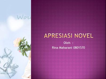 Apresiasi novel Oleh : Rina Maharani 0801570.
