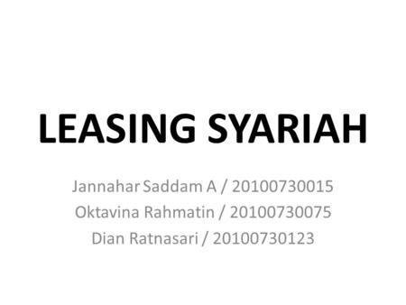 LEASING SYARIAH Jannahar Saddam A /