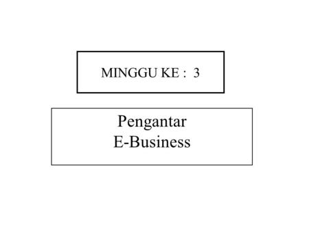 MINGGU KE : 3 Pengantar E-Business.