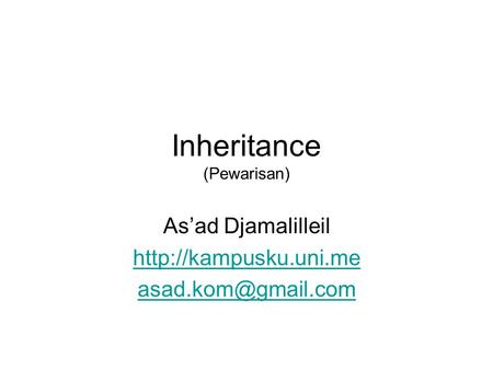 Inheritance (Pewarisan) As’ad Djamalilleil