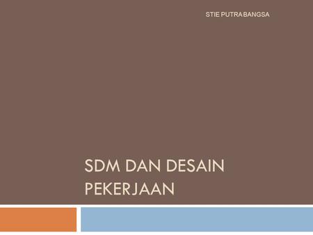 SDM dan Desain pekerjaan