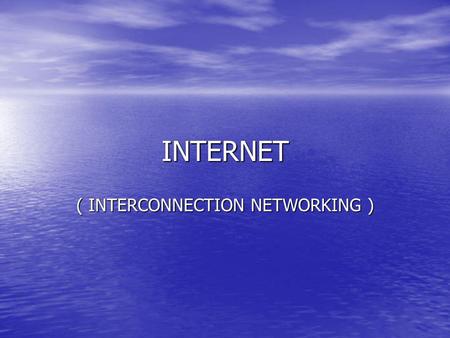 ( INTERCONNECTION NETWORKING )