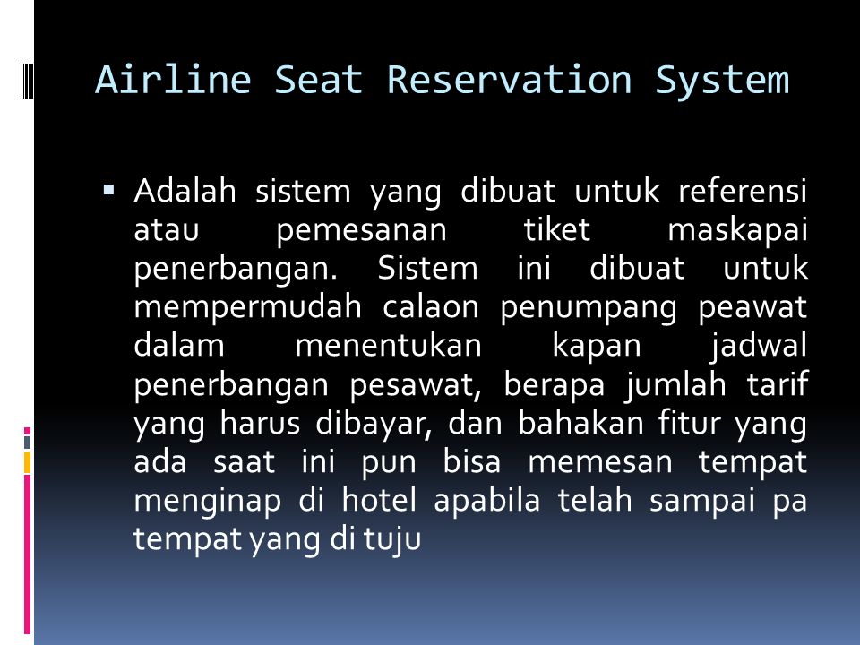 Airline Seat Reservation System