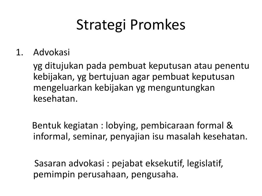 Strategi Promkes Advokasi