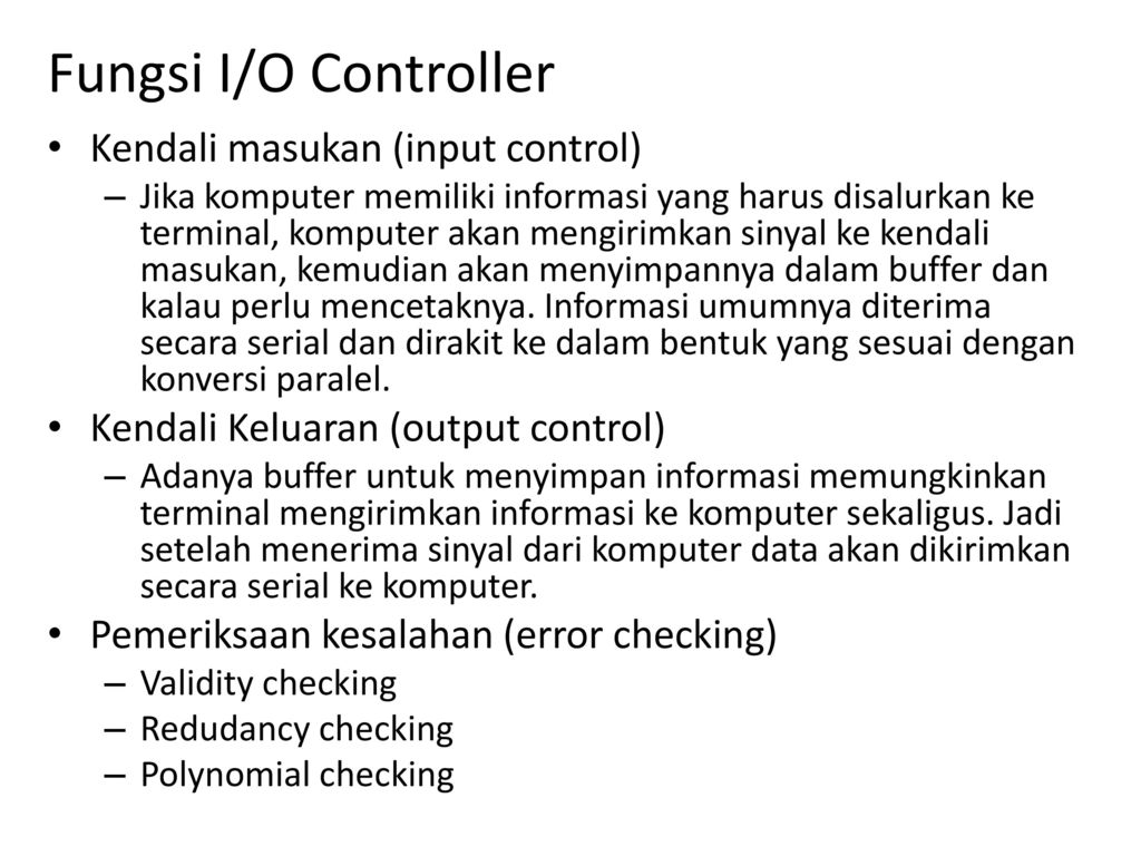 Fungsi I/O Controller Kendali masukan (input control)