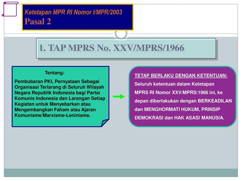 1. TAP MPRS No. XXV/MPRS/1966 Pasal 2