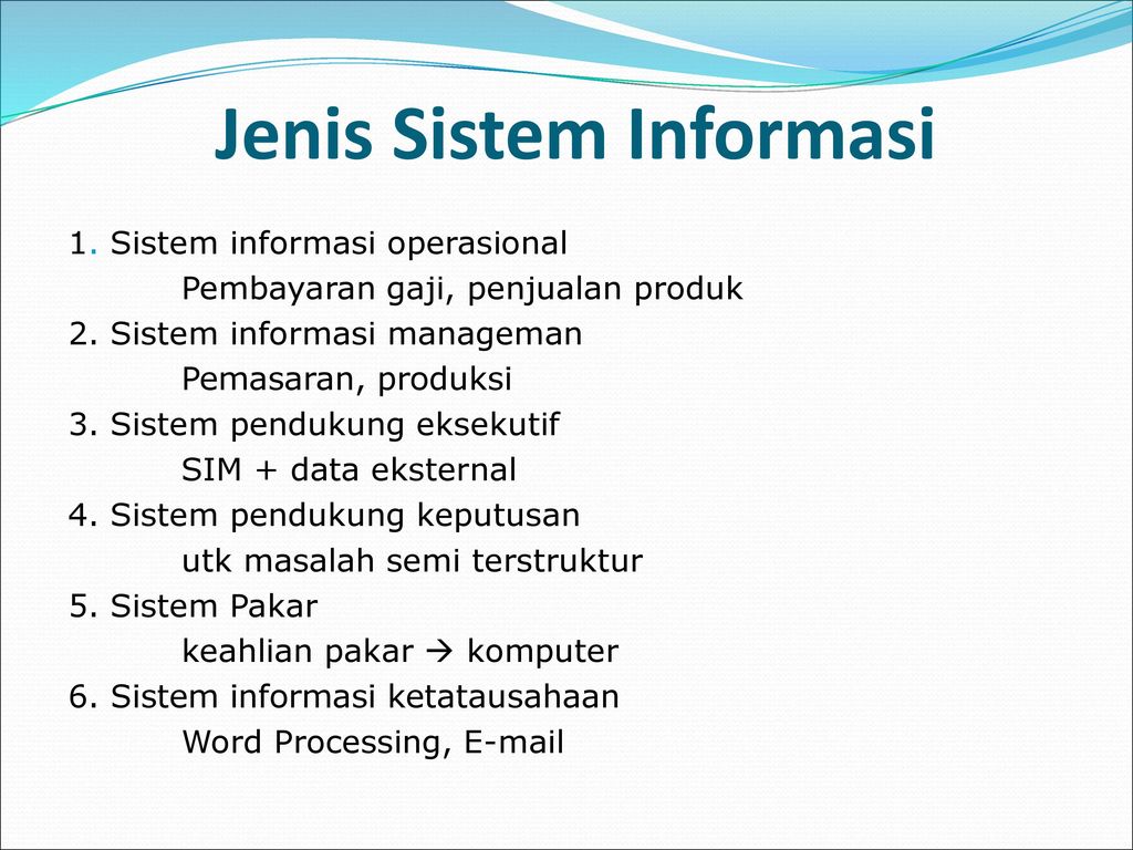 Jenis Sistem Informasi
