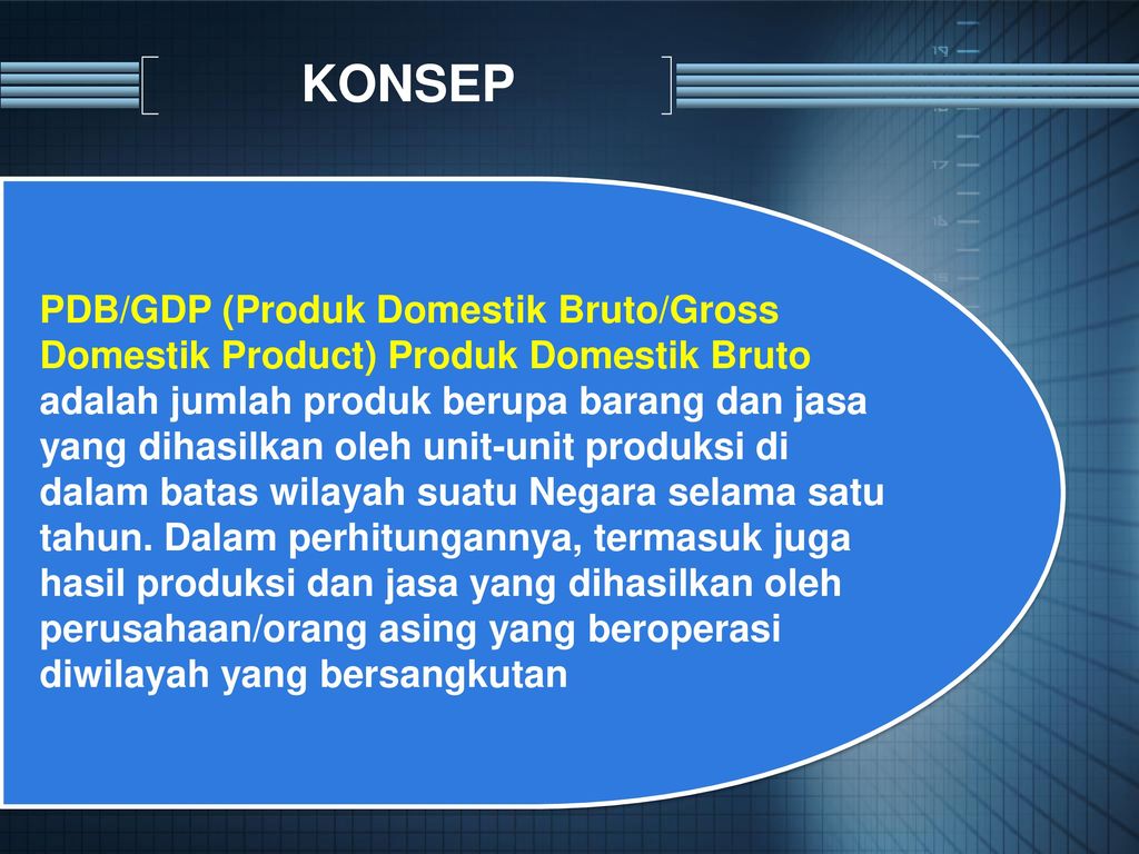 KONSEP PDB/GDP (Produk Domestik Bruto/Gross Domestik Product) Produk Domestik Bruto.