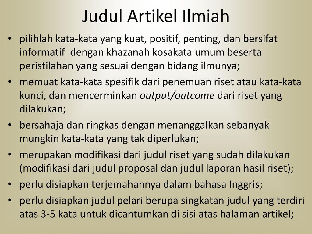 STRUKTUR ARTIKEL ILMIAH BAGIAN I Ppt Download