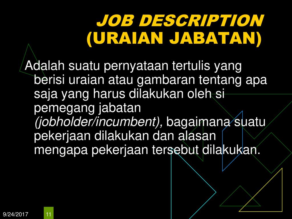 JOB DESCRIPTION (URAIAN JABATAN)