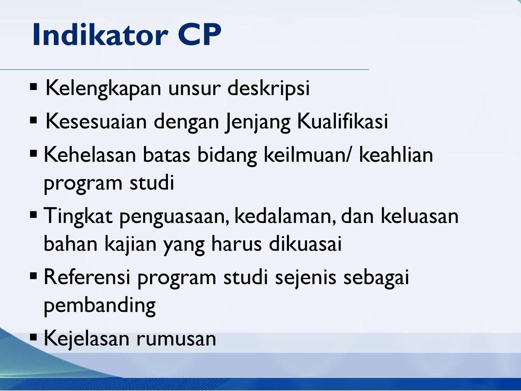 Indikator CP Kelengkapan unsur deskripsi