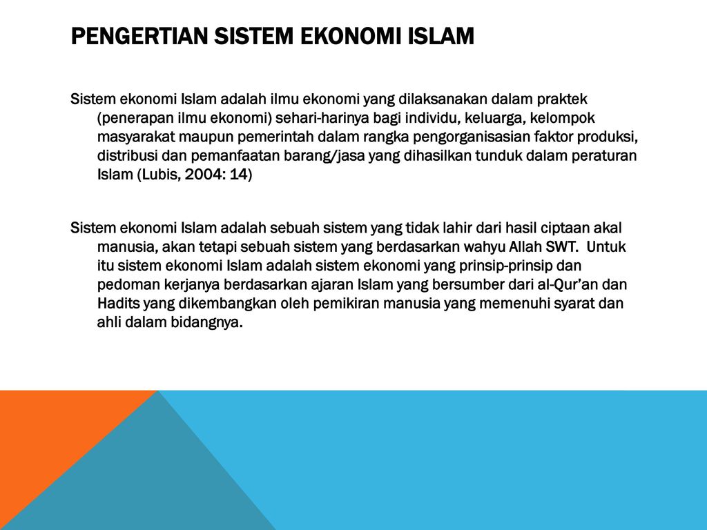 Pengertian Sistem Ekonomi Islam