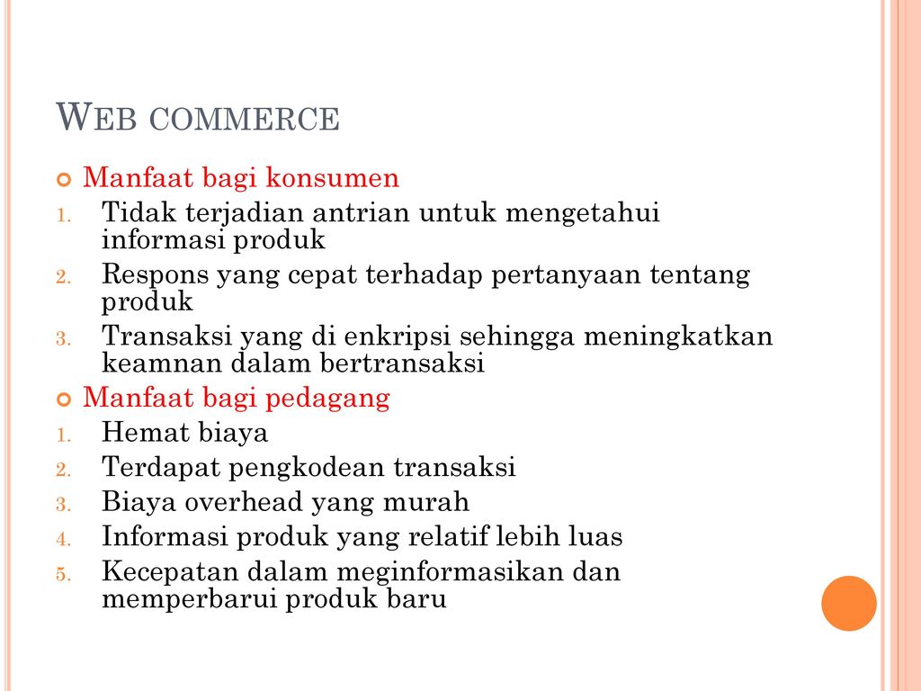 Web commerce Manfaat bagi konsumen