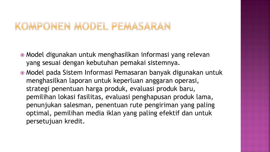 Komponen Model Pemasaran