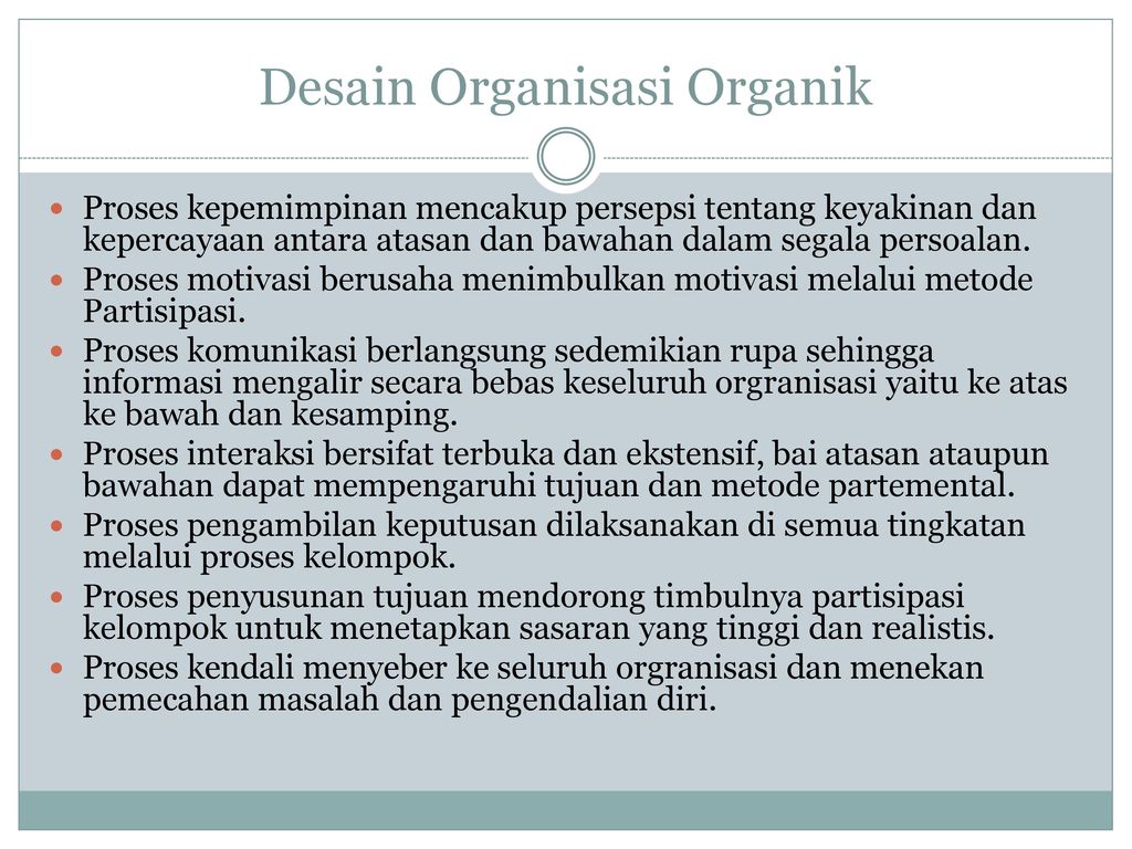 Desain Organisasi Organik