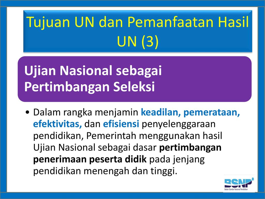 Hasil Evaluasi Ujian Nasional Dan Pemantauan Implementasi Standar Nasional Pendidikan Jakarta