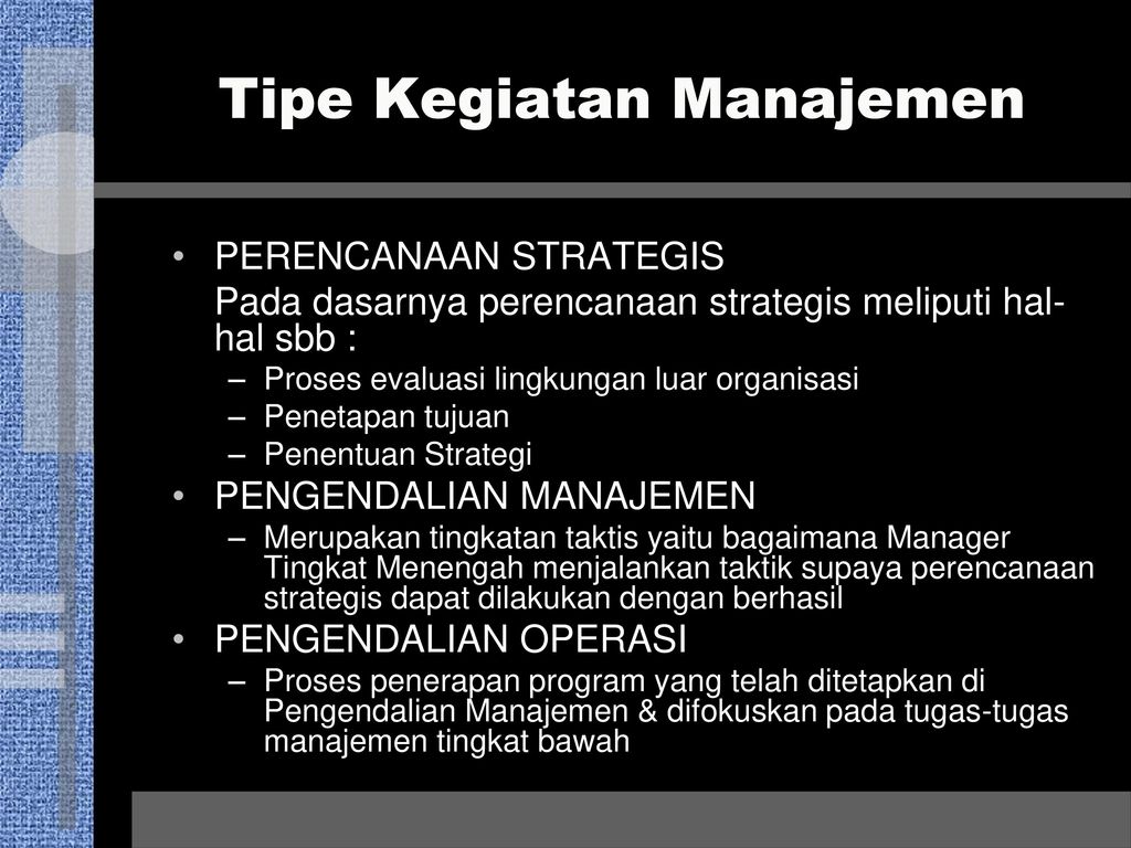 Tipe Kegiatan Manajemen