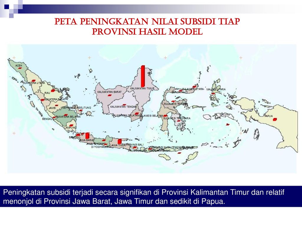 Peta Peningkatan Nilai Subsidi Tiap Provinsi Hasil Model