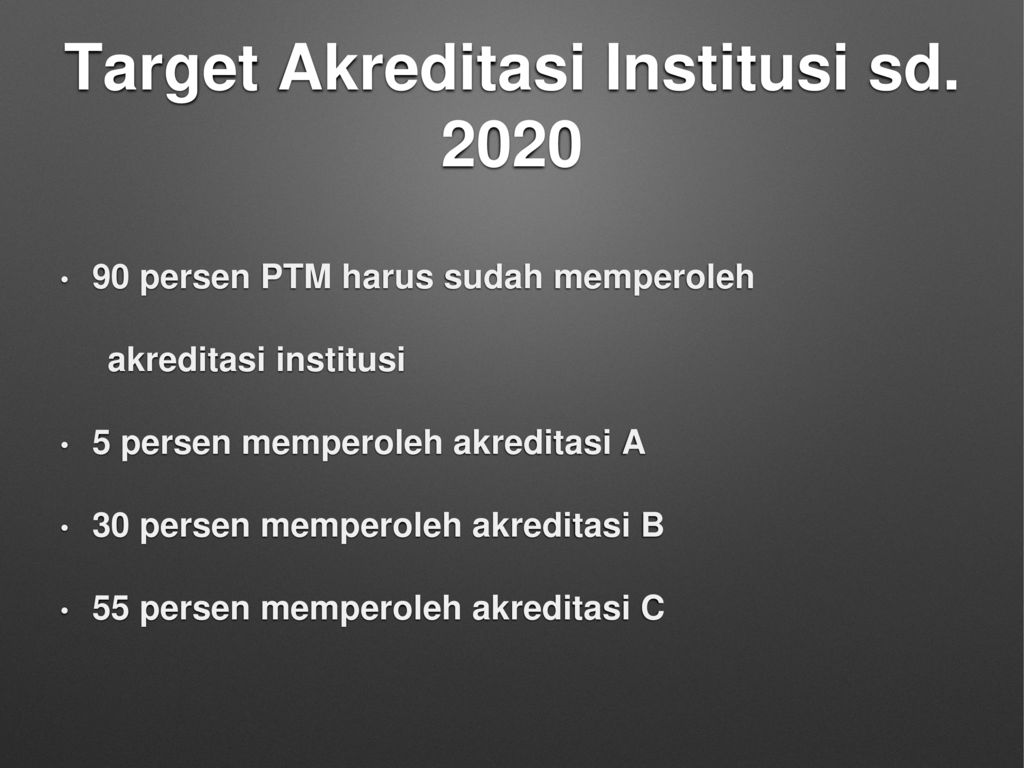 Target Akreditasi Institusi sd. 2020