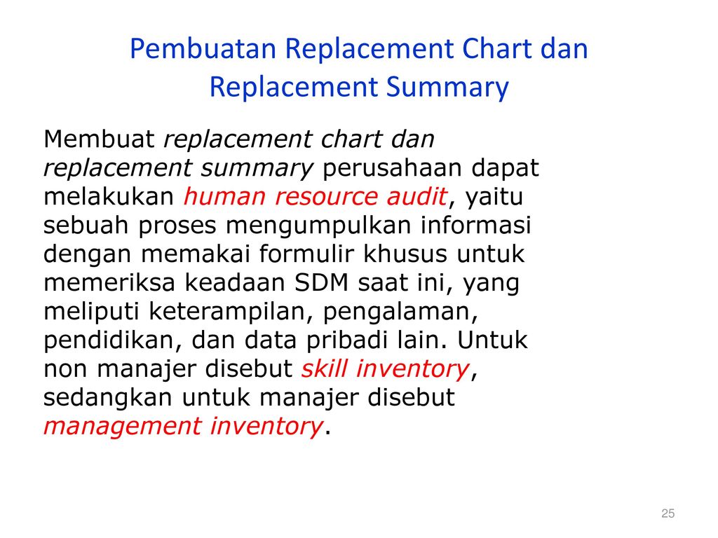 Pembuatan Replacement Chart dan Replacement Summary
